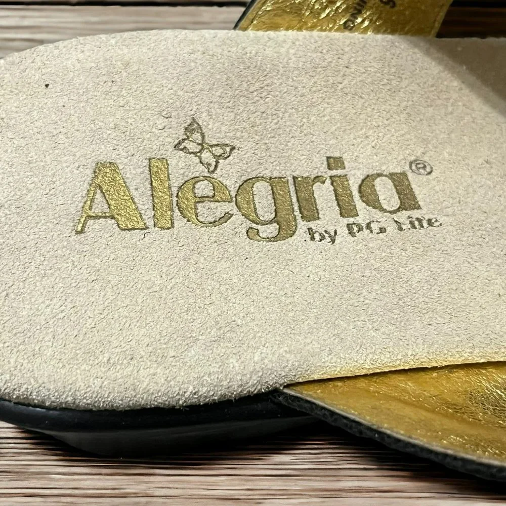 Alegria Asha‎ Black Crackle Black Leather Sandals Size 36